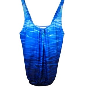 Tankini Women's Swimsuit Top Blue Size L